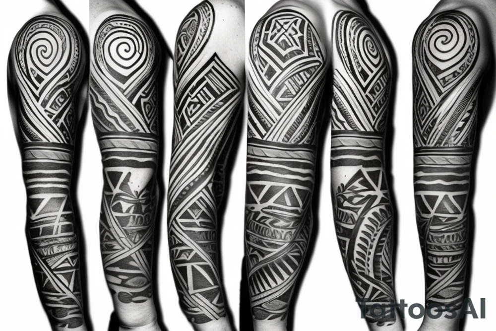 Taino Indian symbols sleeve tattoo tattoo idea