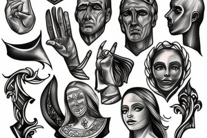 on the left hand in Latin justice tattoo idea