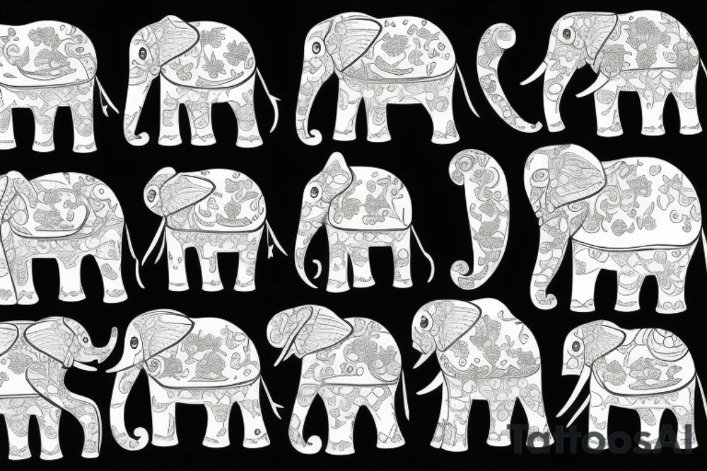 Elephant, flowers, cat tattoo idea