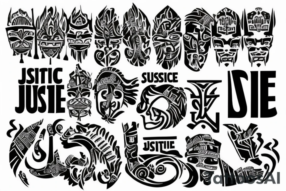 write the word justice in Latin letters tattoo idea
