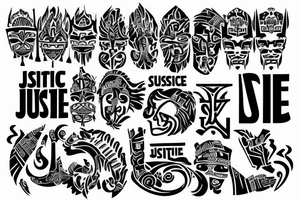 write the word justice in Latin letters tattoo idea