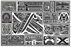 write the word justice in Latin letters tattoo idea