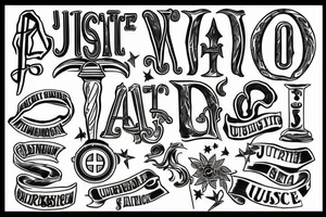 write the word justice in Latin letters tattoo idea