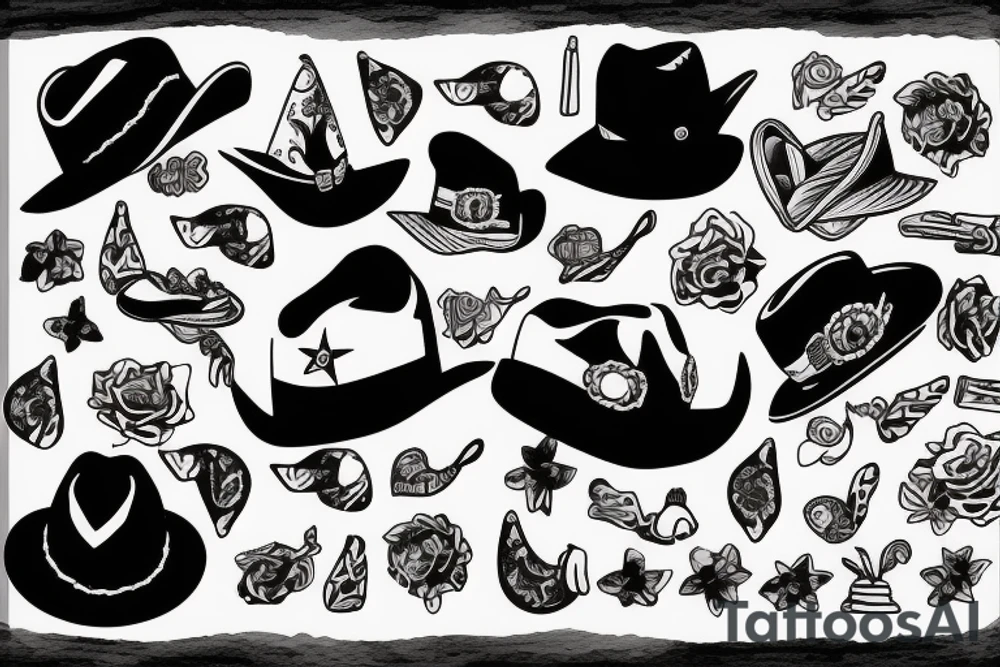 cute duck with a black cowboy hat tattoo idea