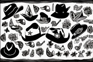 cute duck with a black cowboy hat tattoo idea