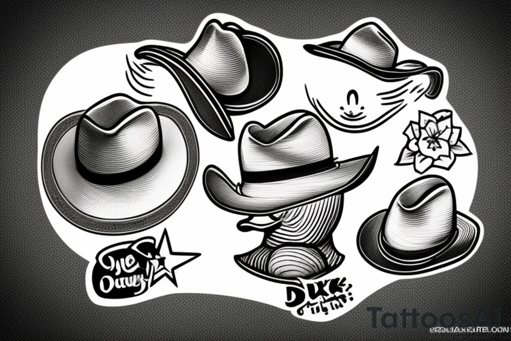cute duck with a cowboy hat tattoo idea