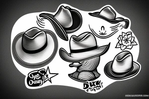 cute duck with a cowboy hat tattoo idea
