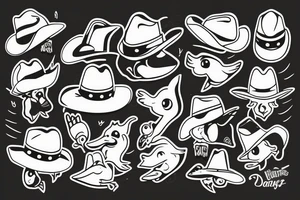 cute duck with a cowboy hat tattoo idea