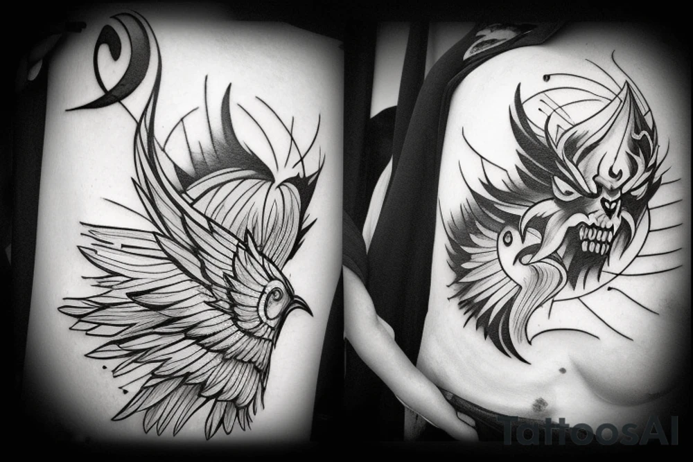 Tattoo representing good and evil coexisting tattoo idea