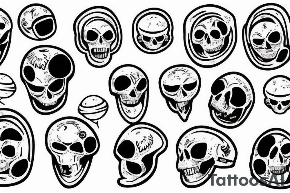 astronaut with a skull in its helmet floating across the space tattoo idea