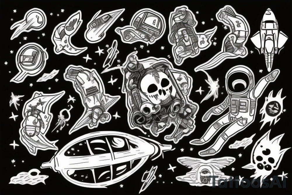 death astronaut floating in space tattoo idea