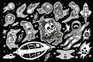 death astronaut floating in space tattoo idea