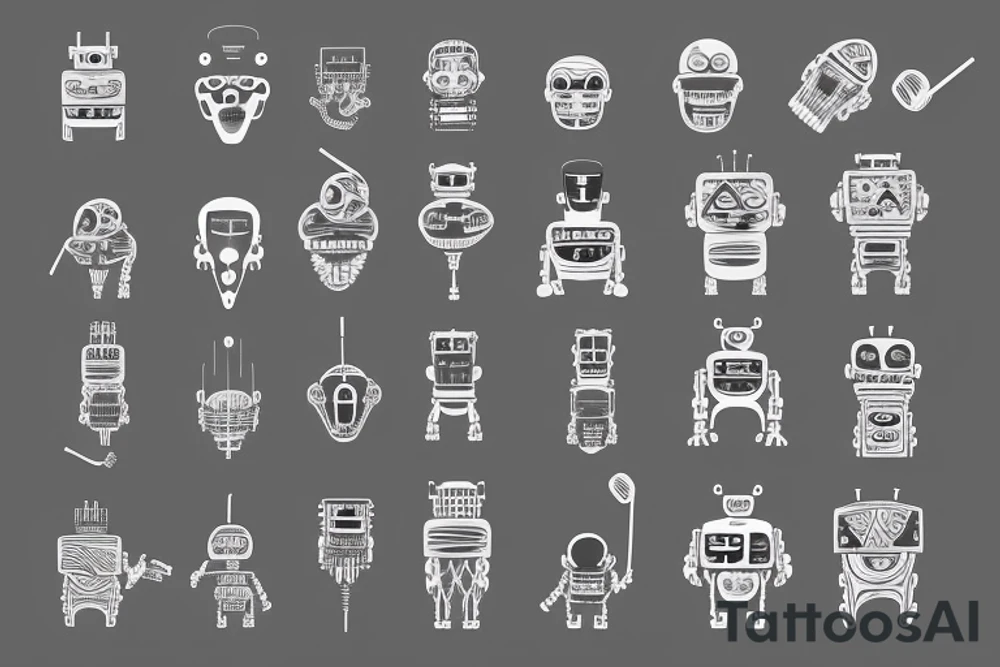 robot with a cigarette tattoo idea