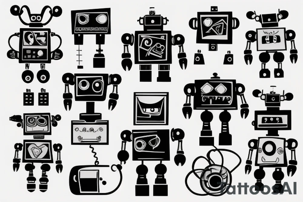 robot with a cigarette tattoo idea