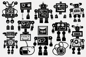 robot with a cigarette tattoo idea