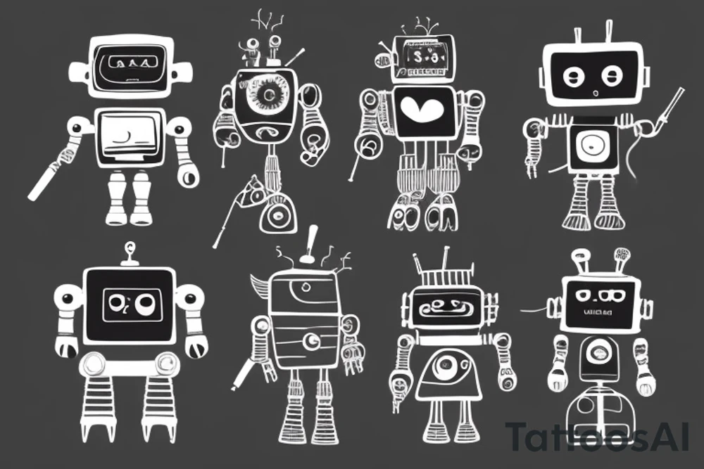 robot with a cigarette tattoo idea