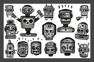 robot with a cigar tattoo idea