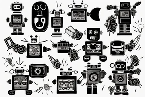 robot with a cigar tattoo idea