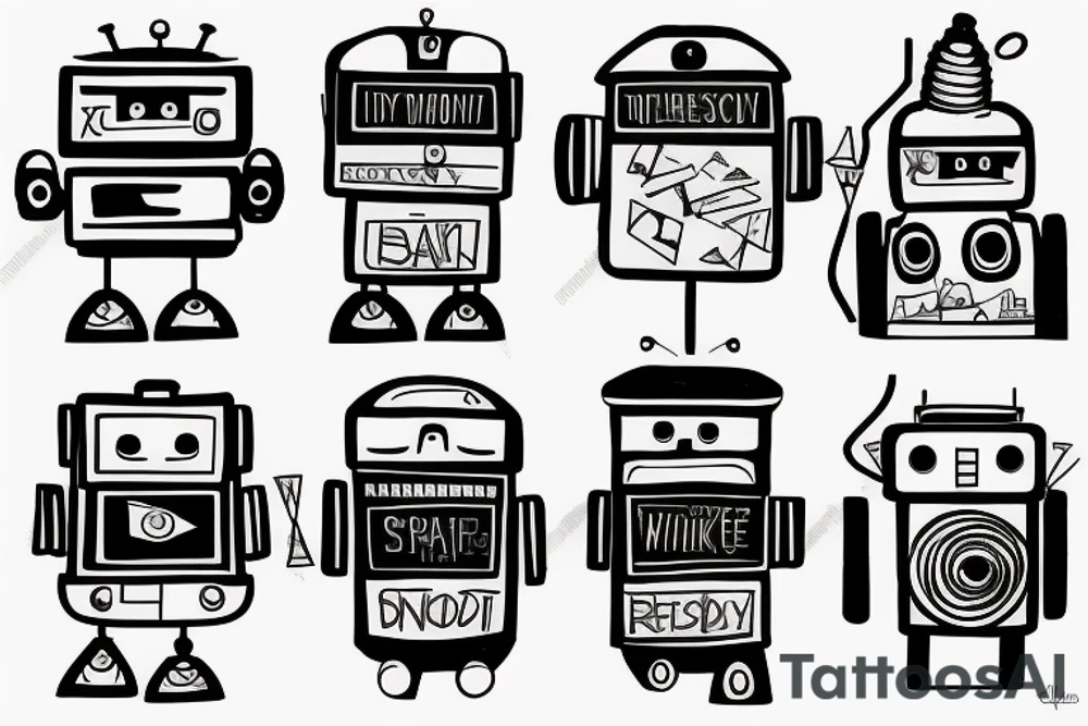 robot with a whiskey tattoo idea