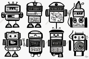 robot with a whiskey tattoo idea
