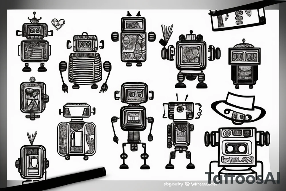 robot with a whiskey tattoo idea