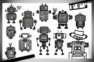 robot with a whiskey tattoo idea