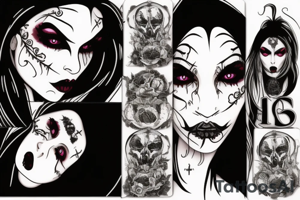 Vampiress gothic woman tattoo idea