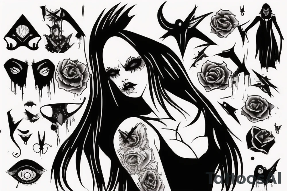 Vampiress gothic woman tattoo idea
