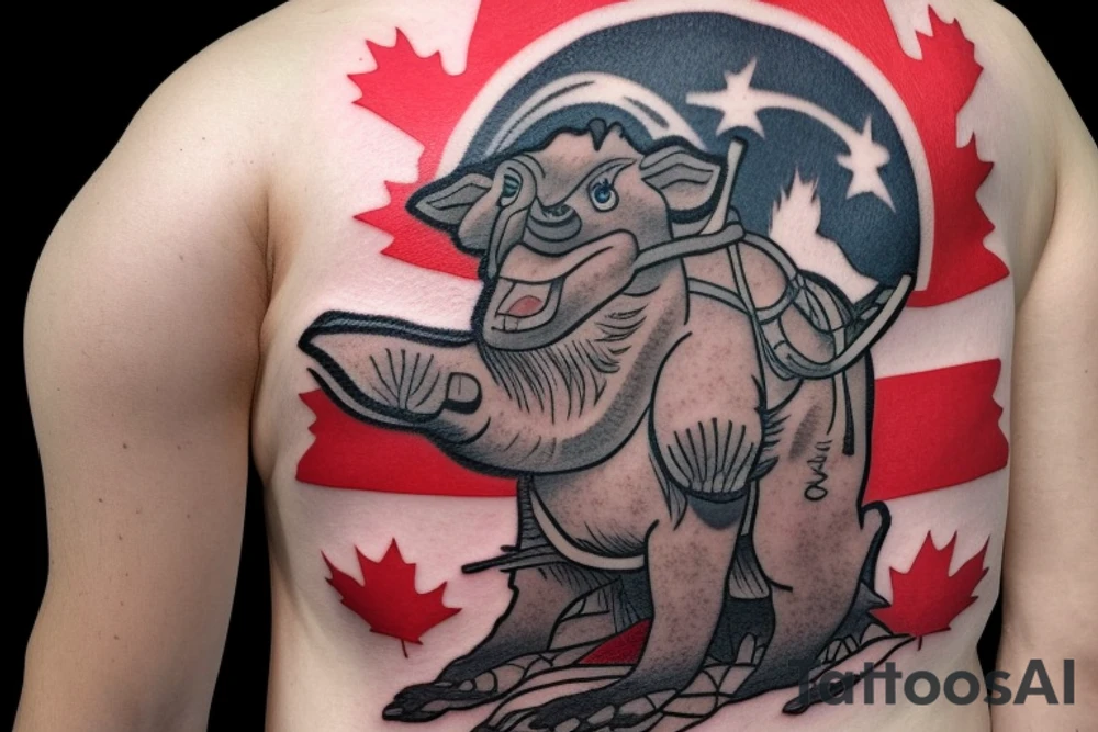 Hal Solo on a tauntaun with a Canadian flag tattoo idea