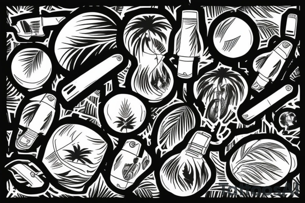 Palm trees with grenades tattoo idea