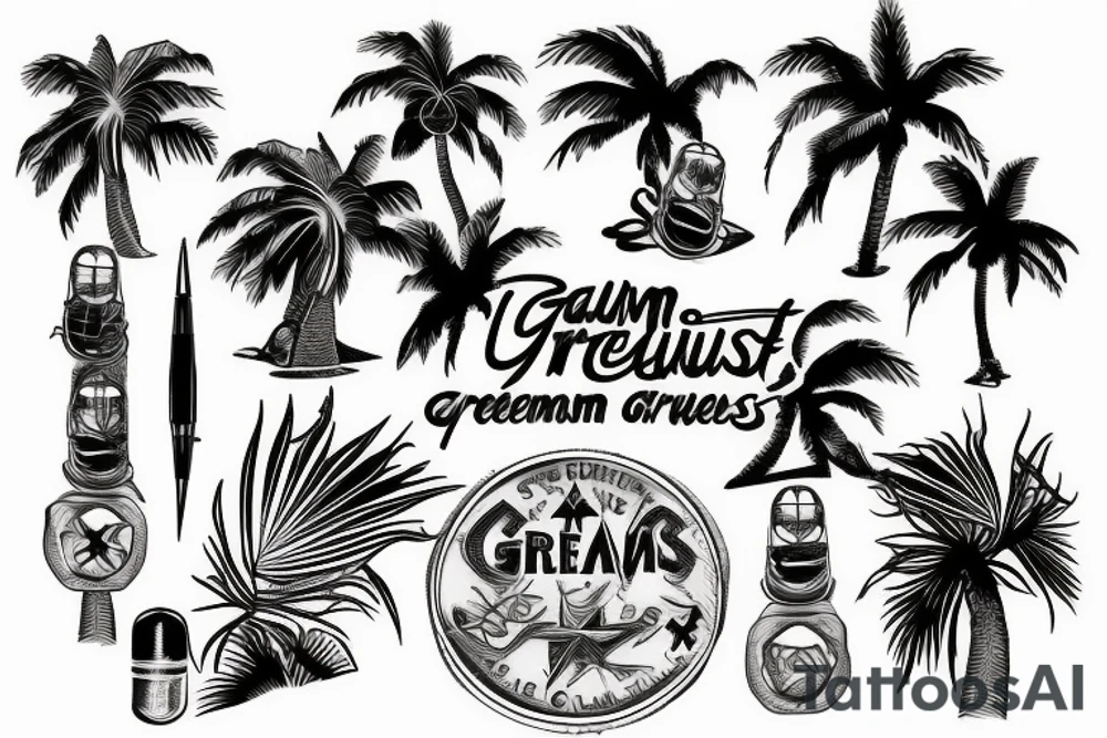 Palm trees with grenades tattoo idea