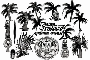 Palm trees with grenades tattoo idea