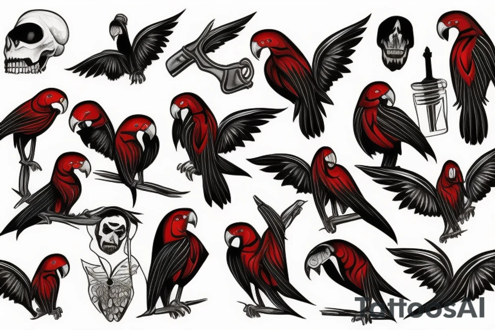 Vampire parrot tattoo idea