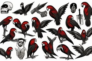Vampire parrot tattoo idea