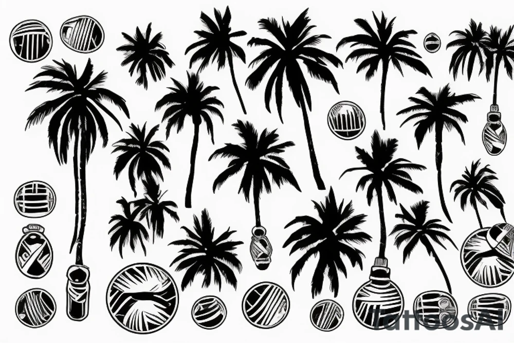 Palm trees with grenades instead of coconuts tattoo idea