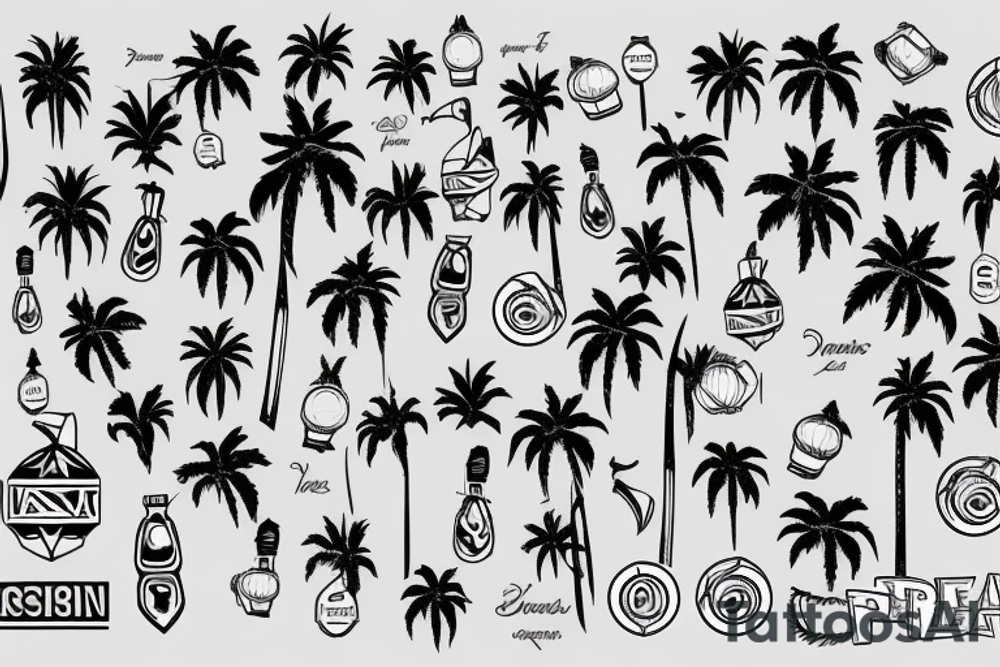 Palm trees with grenades instead of coconuts tattoo idea