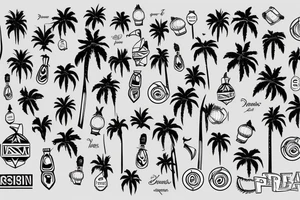 Palm trees with grenades instead of coconuts tattoo idea
