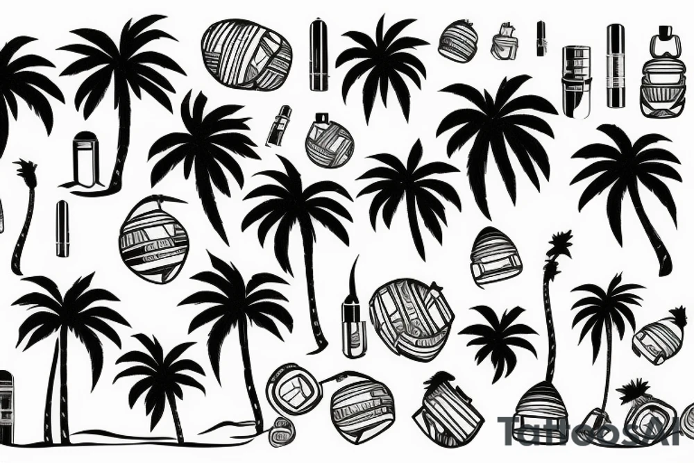 Palm trees with grenades instead of coconuts tattoo idea