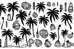 Palm trees with grenades instead of coconuts tattoo idea