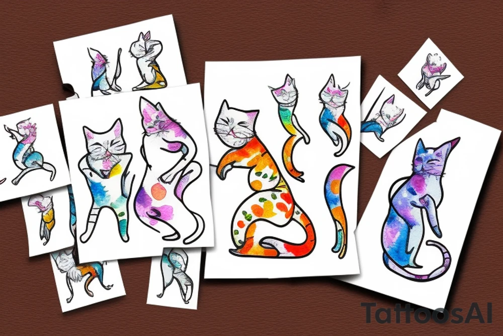 A little white cat dancing with people tattoo idea
