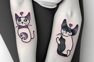 A little white cat dancing with people tattoo idea