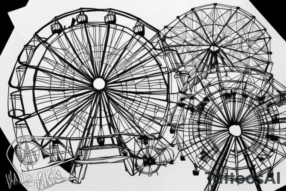 ferris wheel in forest tattoo idea