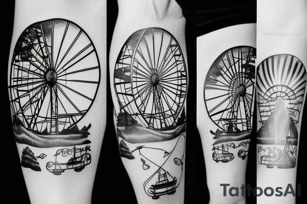 ferris wheel in forest tattoo idea