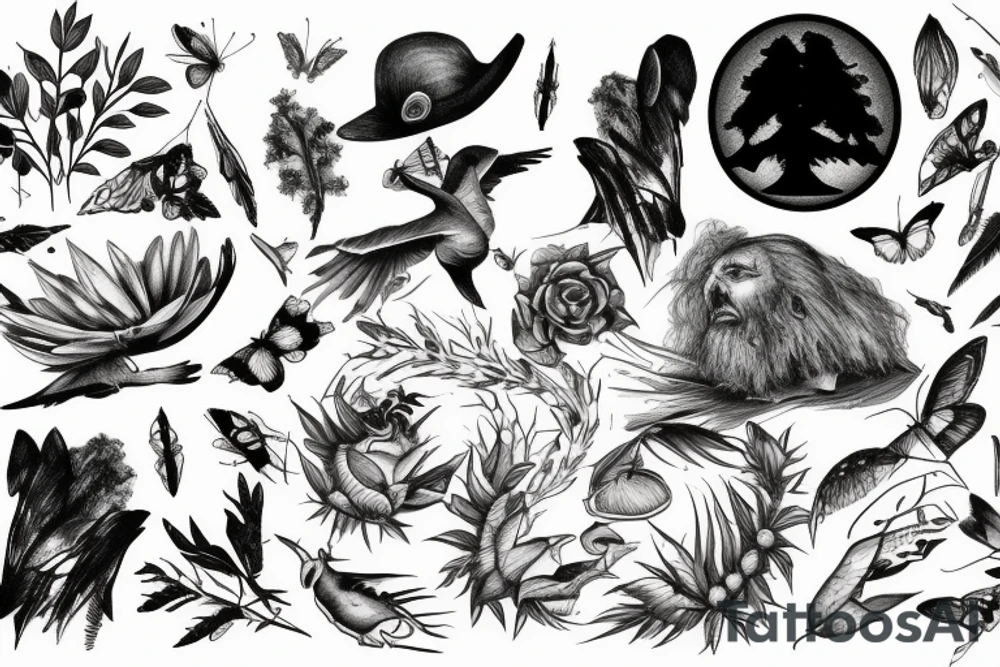Death in a nature scene tattoo idea