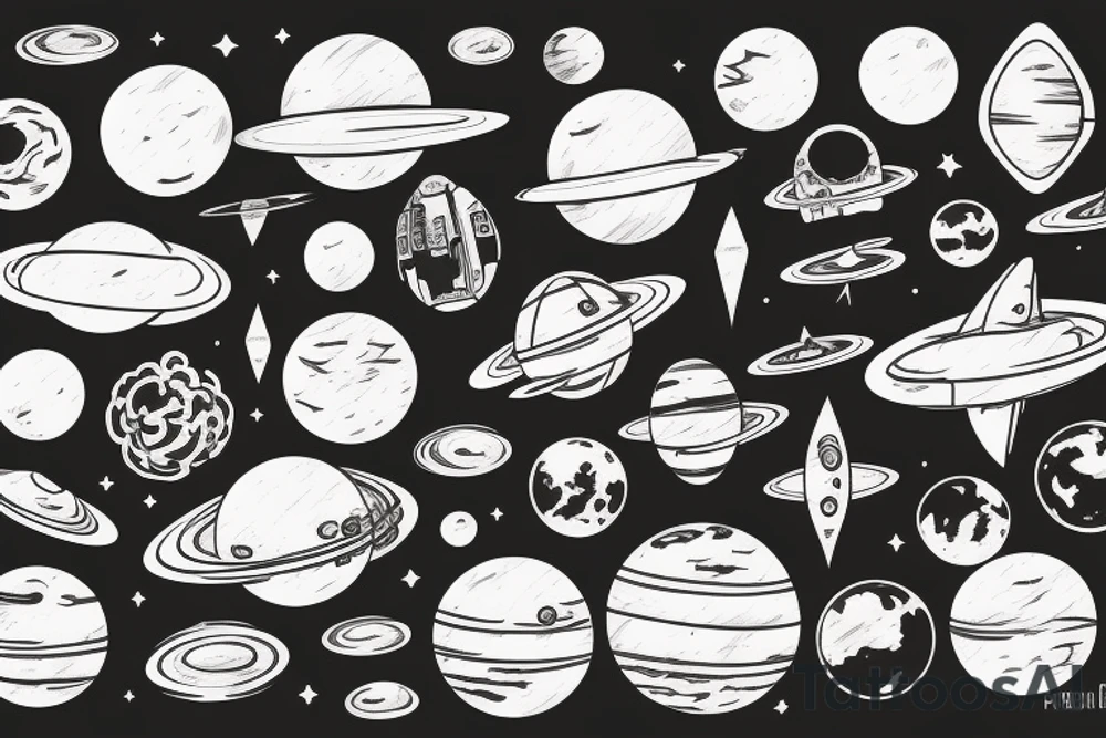 the planet mars to which the rocket flies tattoo idea