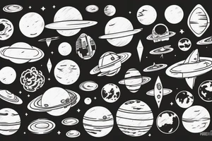 the planet mars to which the rocket flies tattoo idea