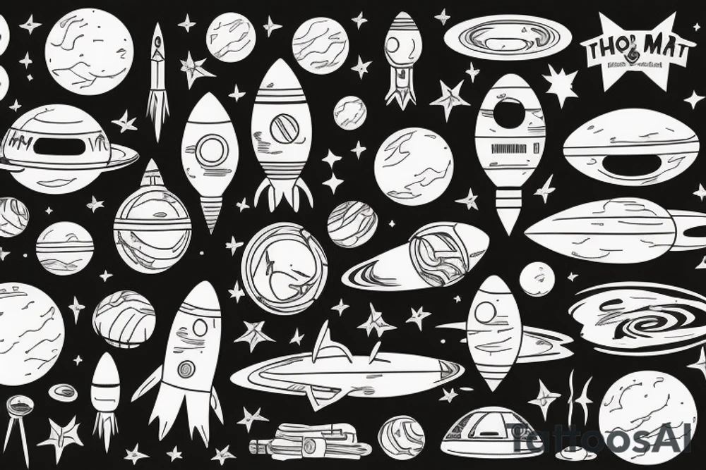 the planet mars to which the rocket flies tattoo idea
