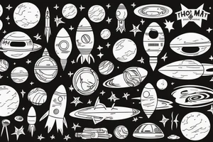 the planet mars to which the rocket flies tattoo idea