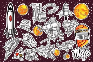 the planet mars to which the rocket flies tattoo idea