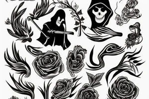 Grim reaper in a nature scene tattoo idea